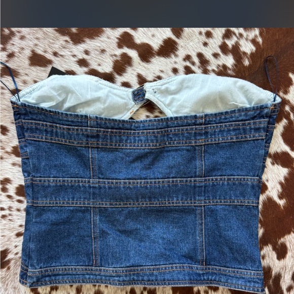 Princess Polly Lioness blue denim cut out corset top - Picture 4 of 6